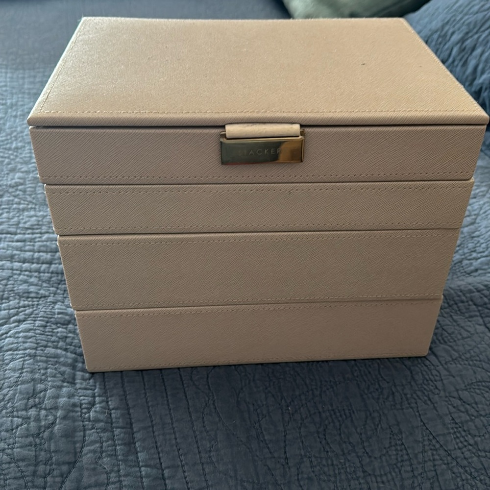 Container store stacker jewelry box -4 pieces that stack-beige